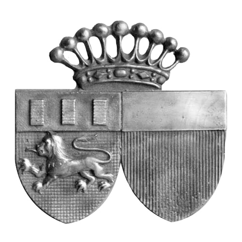 Blason en bronze à deux quartiers avec couronne